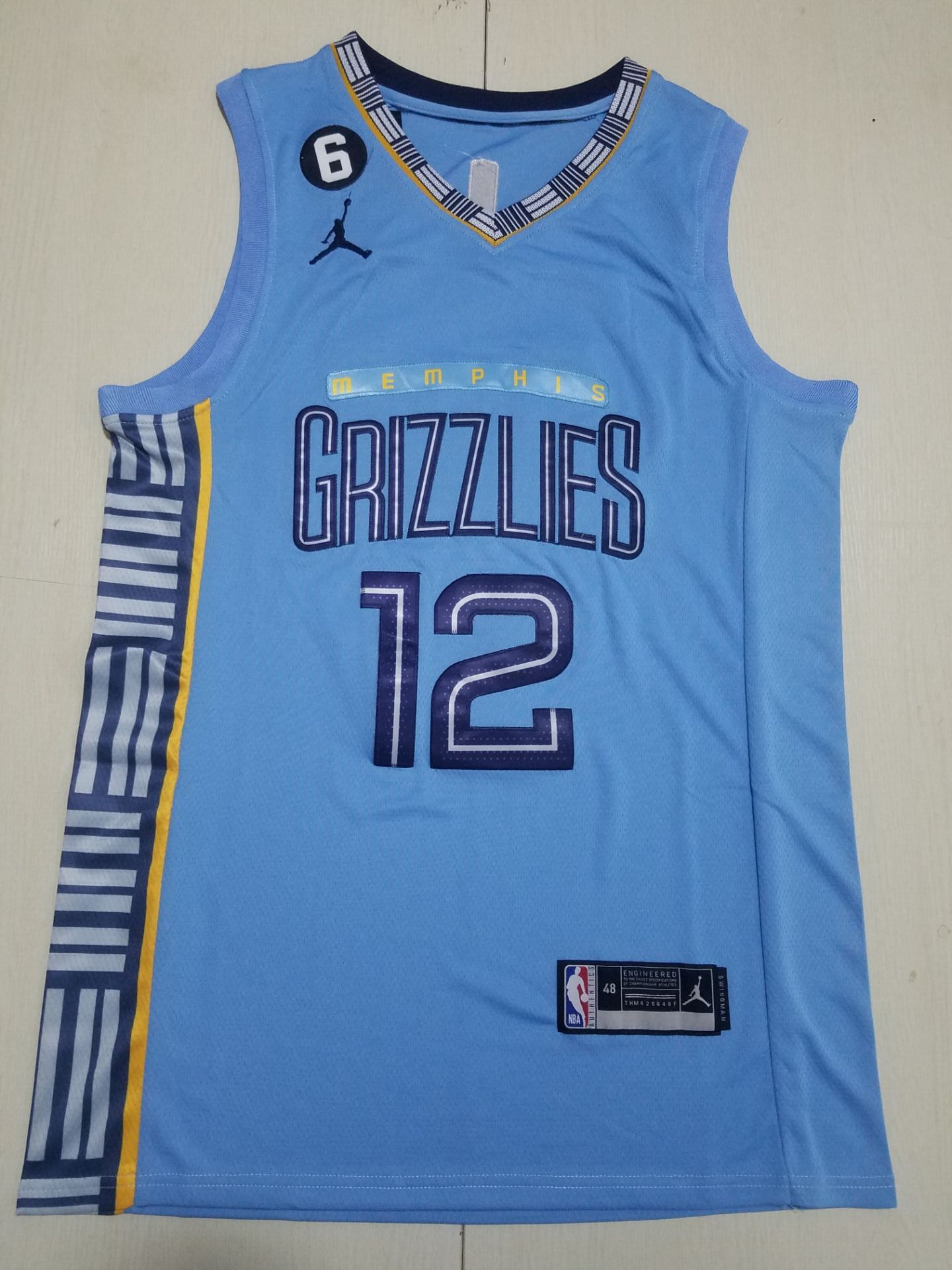 Men Memphis Grizzlies #12 Morant Light Blue 2022 NBA Jersey